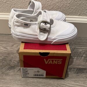 Vans Kids White Sneakers with Buckle